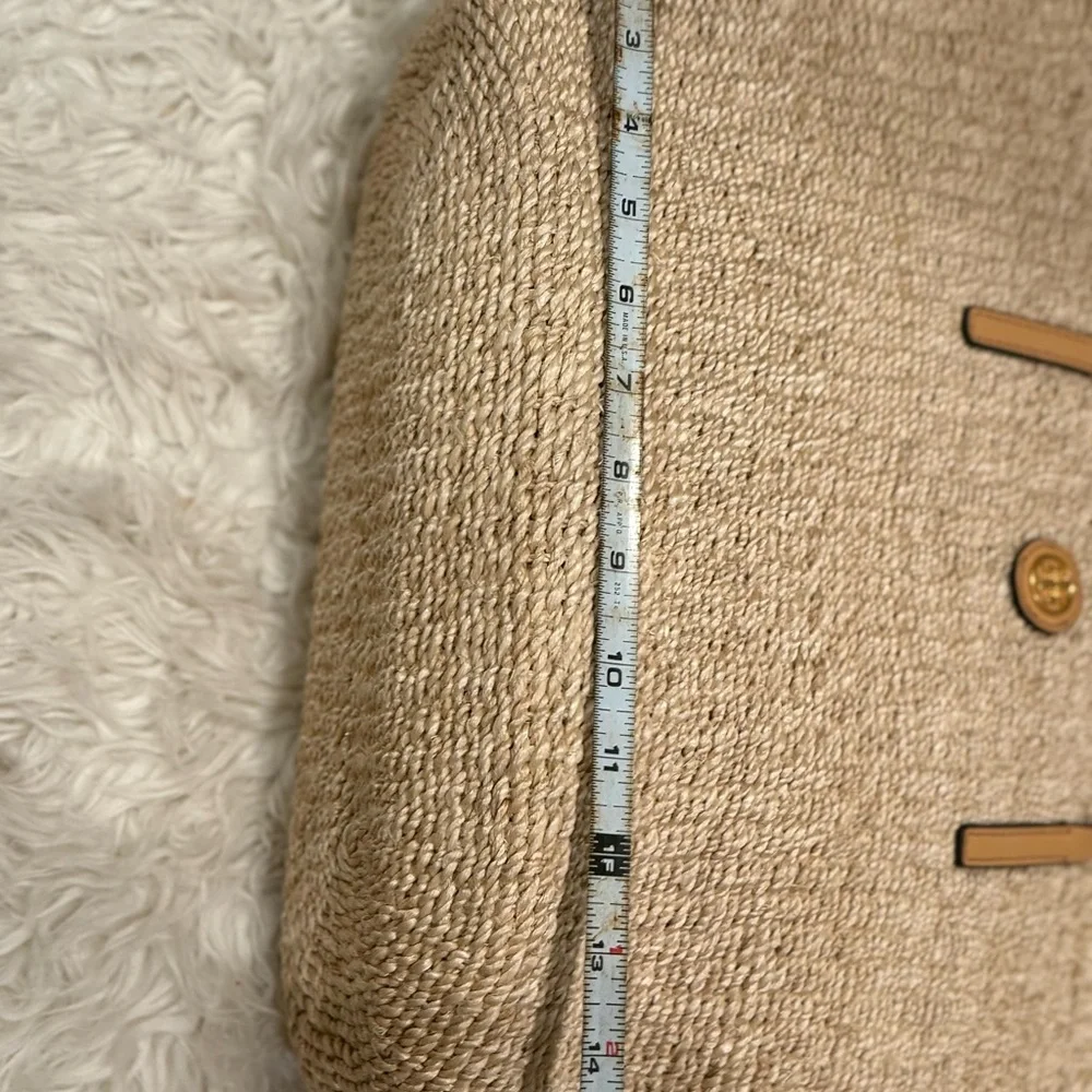 Tory Burch Natural Woven Tote with Floral Lining - Picture 8 of 9